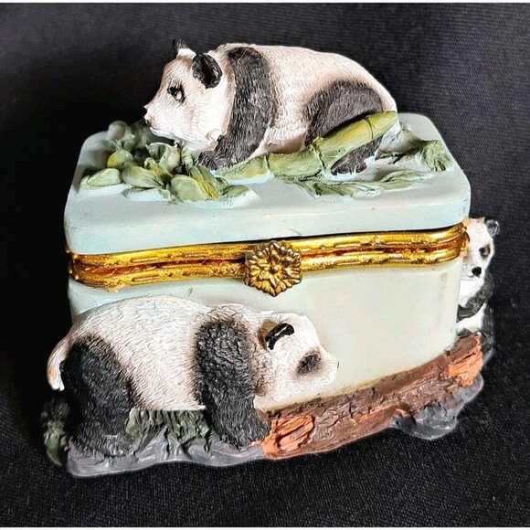 VTG Panda Trinket Box 3-dimensional Hinged - Picture 1 of 11